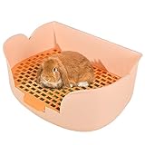 RUBYHOME Large Bunny Litter Box (17' x 11.9' x 6.2') Small Animal Litter Pet Toilet Potty Trainer Corner Litter Bedding Box Pet Pan for Rabbit Guinea Pig Easy to Clean (Orange)