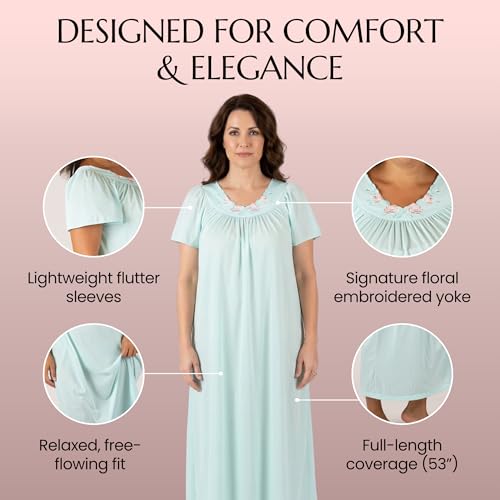 Image of Shadowline Women's Petals 53 Inch Short Flutter Sleeve Long Gown