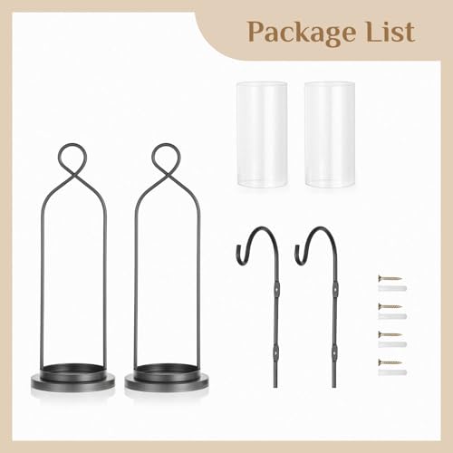 Walasis Wall Candle Holder Set of 2: Black Metal Modern Hurricane Candle Lantern Decoration for Outdoor - Minimalist Candle Sconces wall Decor for Bedroom Hallway Bedide TV by Walasis - Image 7