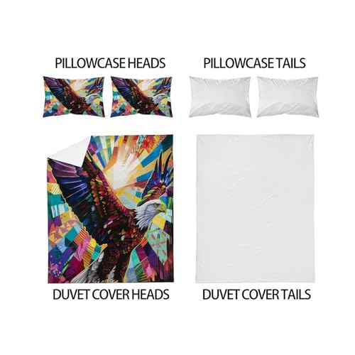 Parure housse de couette 3D Flying Eagle literie taies oreiller - 4