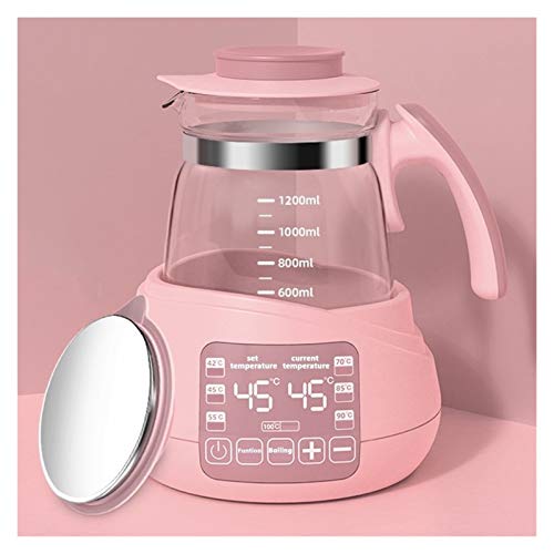 YXCKG Hervidor de Agua eléctrico pequeño, Hervidor de Cristal, Control de Temperatura, Cuerpo Giratorio de 360 ​​°, hervidor de Agua para el hogar de la Oficina 1.2L (Color : Pink-Set B)