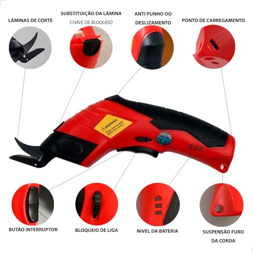 INMA Tesoura Elétrica Portátil, Tesoura Portátil, Tesoura Corte Tecido, Tesoura Cortador Papelão, Fe