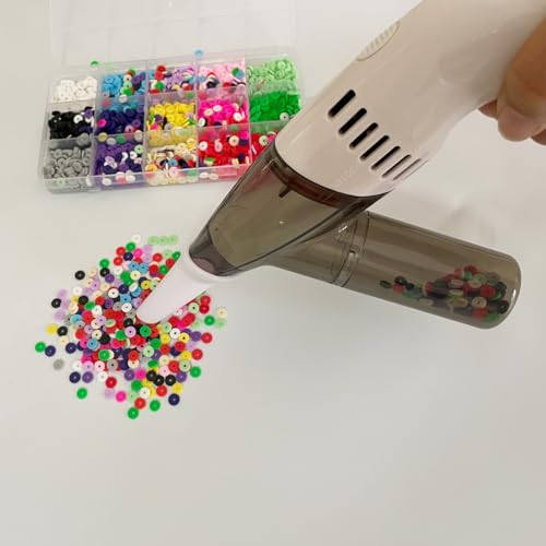 Image of Electric Bead Sucker Bug Vacuum Machine Hand Held Vacuums Tiny Car Vacuum Handheld Bead Suction Machine for Jewelry Making (White)