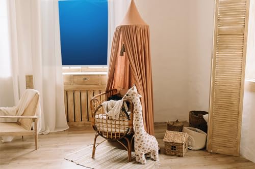 Store enrouleur 140x180cm perméable sans perçage avec animation bleue