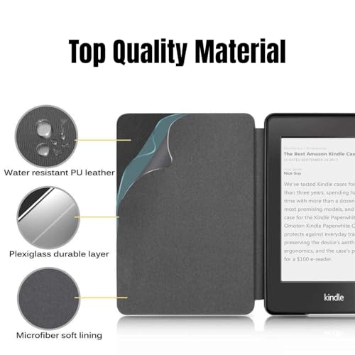 Image of MOCA Kindle Paperwhite 12th Gen 7 inch (2024) & Kindle Colorsoft 7 inch (2025) Case - Leather, Slim Fit, Auto Sleep /Wake, Magnetic Closure, Durable, Lightweight (Grey)
