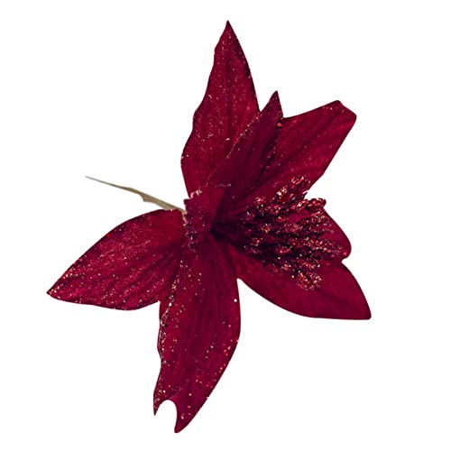 Rosas artificiales navideñas de tela para decoración de árboles y centro de mesa de salón