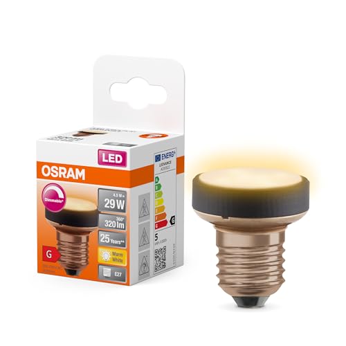 OSRAM Flat Lamp, lámpara LED ultra compacta y plana con casquillo E27, reemplaza las bombillas tradicionales de 29W, blanco cálido (2700K), económica con un consumo de 4.5W, regulable, paquete de 1