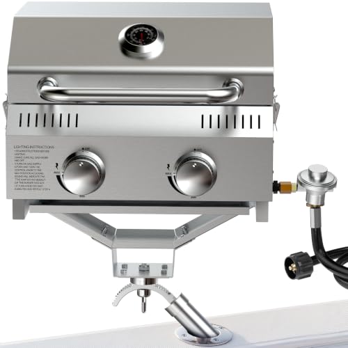 Image of Bestfire Marine 2-in-1 Boat Grill with Rod Mount & Removable Legs