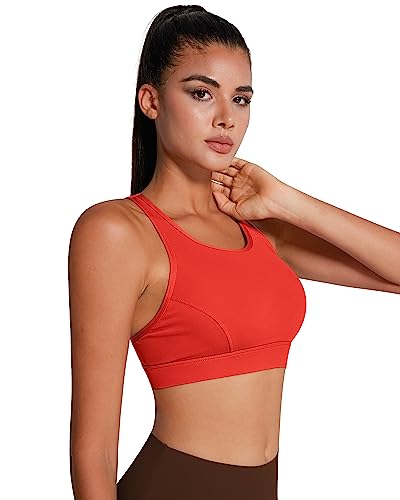 Image of QUEENIEKE BareFlow Women's Sports Bras with Phone Pocket Medium Impact Padded Racerback Workout Gym Crop Top Running Yoga Bra