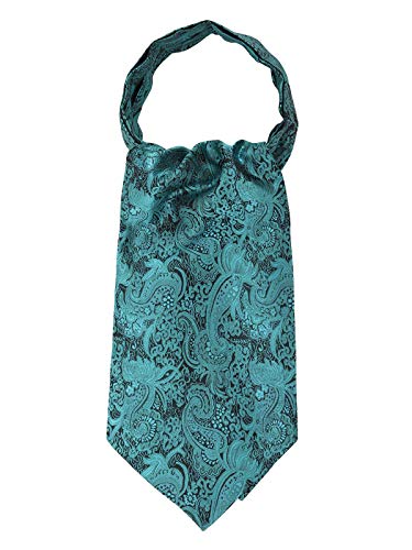 WANYING Homme Cravate Tie Ascot Cravate Écharpe en Polyester Soie Retro Classque pour Travail Fête Cérémonie Mariage - Paisley Turquoise