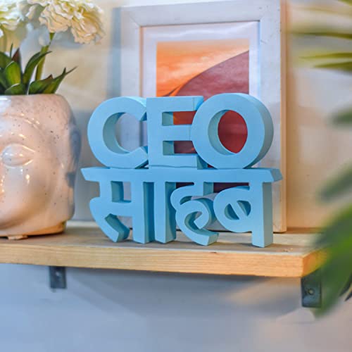 Image of NUKKAD TALES CEO Sahab Blue Office Decor Showpiece Office Decoration Items for Office Table Gift for Boss (7 X 4.99 Inch)