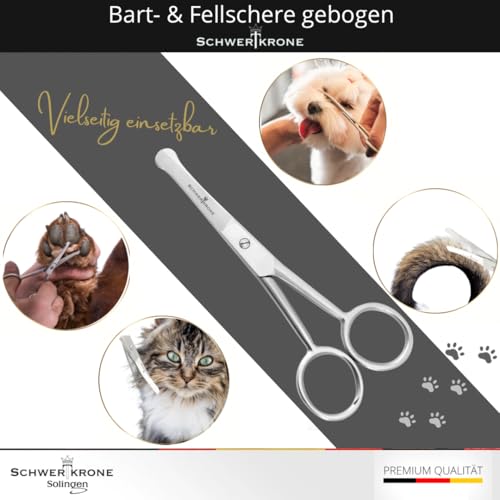 SCHWERTKRONE® Fellschere für Hunde Pfotenschere Gebogen Hundehaar-Schere Haarschere abgerundet (11,5 cm)
