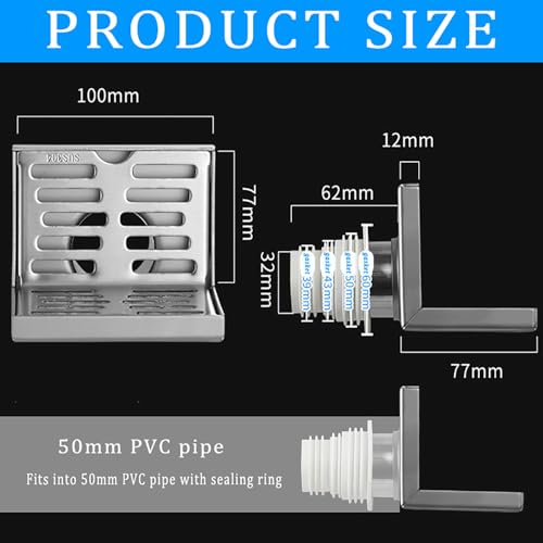 Eck Bodenablauf, Seite Duschablauf Balkon, L förmiger Eck Bodenablauf, Edelstahl Seitenablauf Wand, Edelstahl L förmiger Eck Bodenablauf, für Badezimmer, Küche, Balkonentwässerung