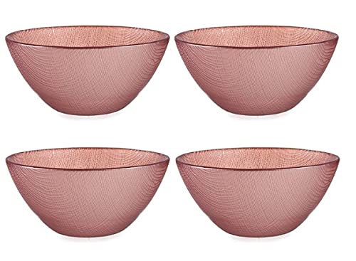 Pack de 4 Bol vidrio 15cm - cuenco para ensaladas de cristal (rosa) Cover