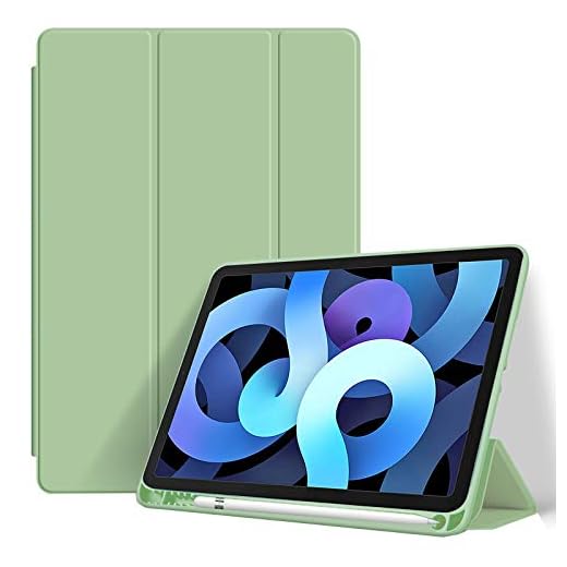 Billionn Capa para iPad 9/8/7 (10,2 Polegadas, Modelo 2021/2020/2019, 9ª/8ª/7ª Geração), com Porta-lápis, Capa de Suporte com Três Dobras Inteligente, Dormir/Despertar Automático, Matcha Verde