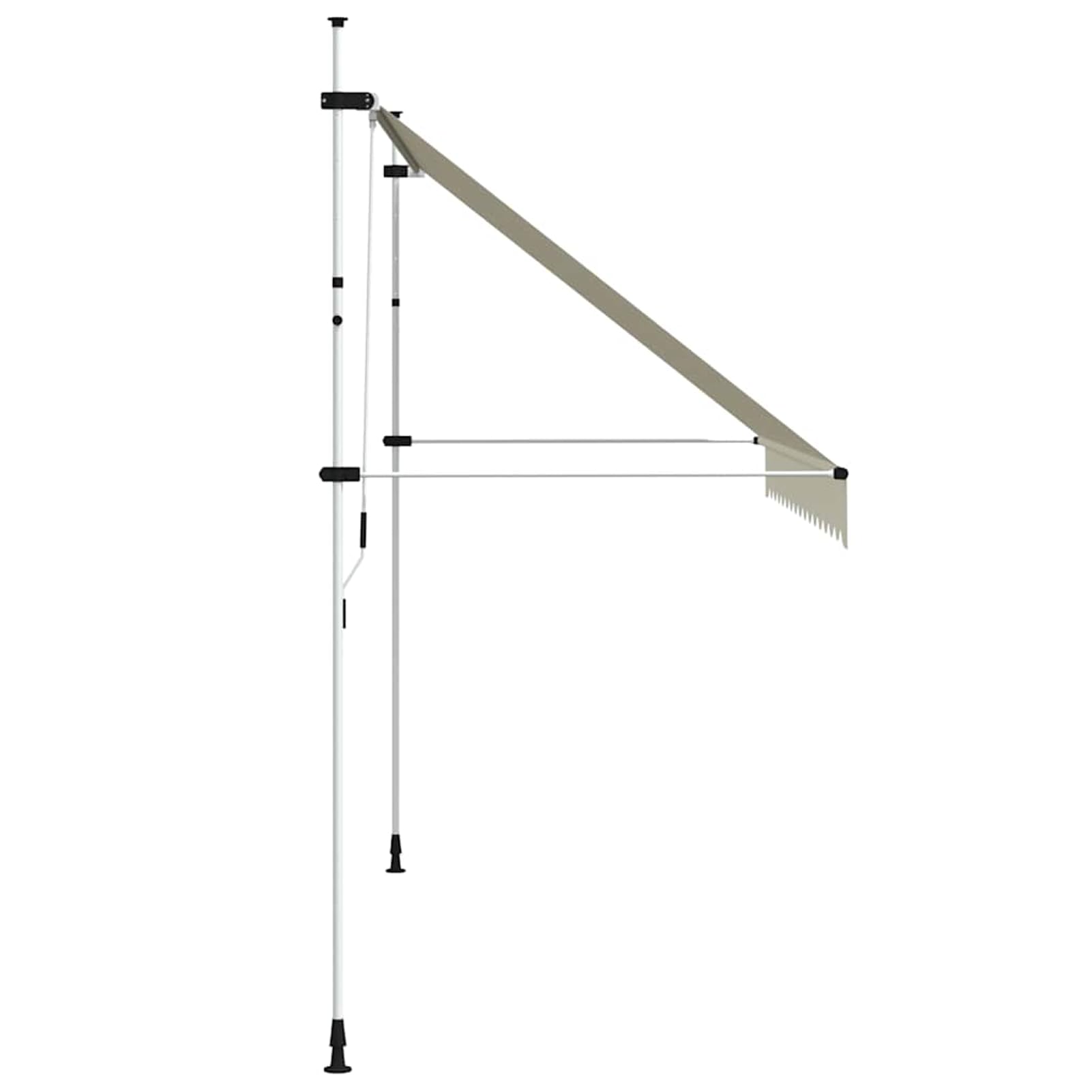 Wysuwana markiza balkonowa, obsługiwana ręcznie, 350 cm, kremowo-biała, balkonowa, bez wiercenia, z korbą ręczną, aluminiowa markiza odporna na promieniowanie UV, regulacja wysokości i