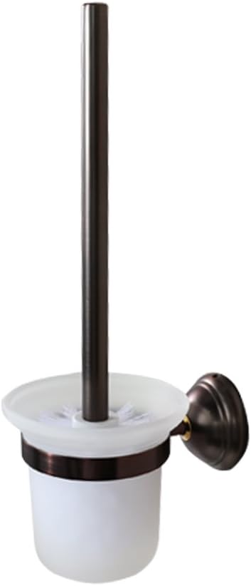 CRO DECOR Oil Rubbed Bronze Toilet Brush with Holder Wall Mounted, Rustproof Solid Brass Removable Frosted Glass for Bathroom Storage Cleaning
