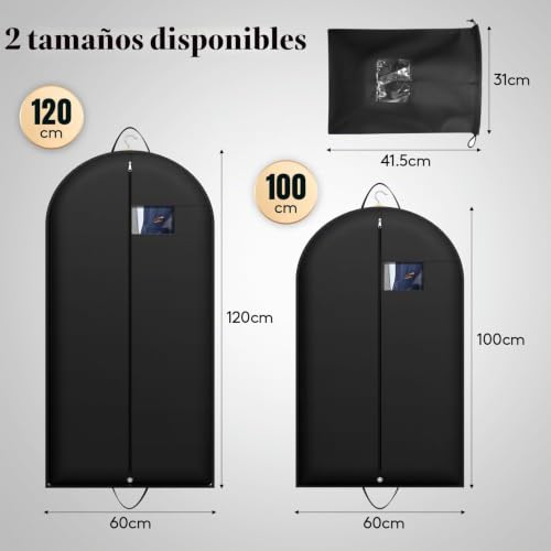 Miniatura 5 de Lifewit Funda Para Traje Hombre Con 1 Bolsa Para Zapatos Resistente, Portatrajes Impermeable, Funda Ropa Armario Plegable, 100 X 60 Cm, Juego De 1