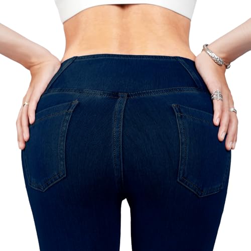 Women's High Waisted Flared Stretch Jeans Jeans for Women Butt Lifting Jeggings Unique Crossed Waist Design3