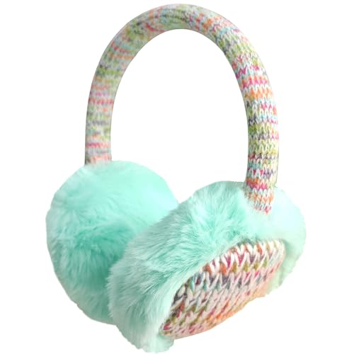 IHCEMIH Ear Muffs Girls Women Earmuffs Fluffy Plush Adjustable Knitted Earmuff Winter Accessories Soft Ears Warmers Running Skiing Ear Covers Protectors from Wind Cold Outdoor Gift for Children Blue
