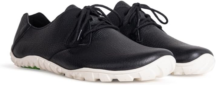 BÄRBAER Shoes Urban Grounder Leder Exekutive Barefoot & Minimalist Shoes for Men, Women - Black & White, Sizes (4-12) |Wide Toe Box| Zero Drop Sole.