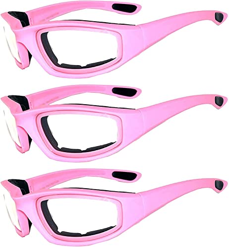 Image of OWL 3 Pack Motorcycle Riding Glasses, Padded Sport Sunglasses, Assorted Colors for Men and Women