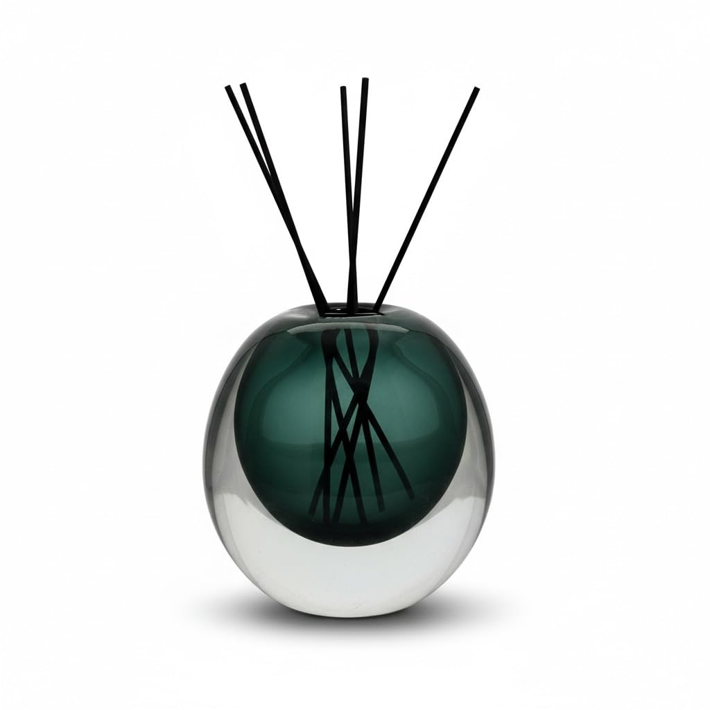 Green Glass Vase, DIY Empty Reed Diffuser Bottle for Essential Oils, 200mL, Aromatherapy, Modern Home Decor