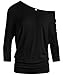 Womens Jersey Off the Shoulder Sweater Top Round Scoop Neck,Black,2X