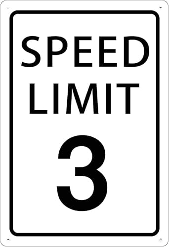 Speed Limit 3 Mph, Metal Tin Sign, For Outdoor & Indoor, 12×8 Inch