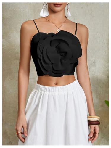 OYOANGLE Women's 3D Floral Cami Crop Tops Sleeveless Backless Summer Going Out Tops Vacation Party Outfits4