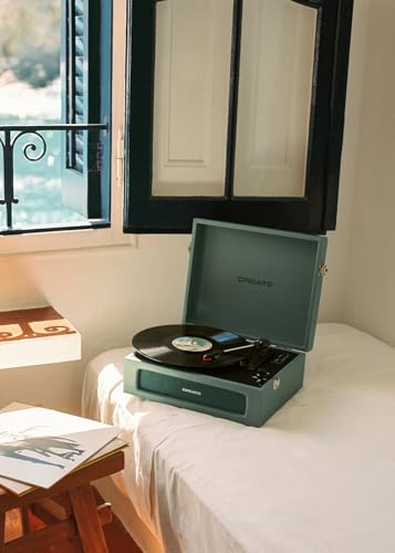 CREATE RECOR Player Retro/Tourne-disque rétro vert Sage/avec Bluetooth, USB, SD, MicroSD et MP3 - Les Beatles, Paul McCartney, John Lennon, RIngo Starr, George Harrison CREATE RECOR Player Retro/Tourne-disque rétro vert Sage/avec Bluetooth, USB, SD, MicroSD et MP3 – Image 5