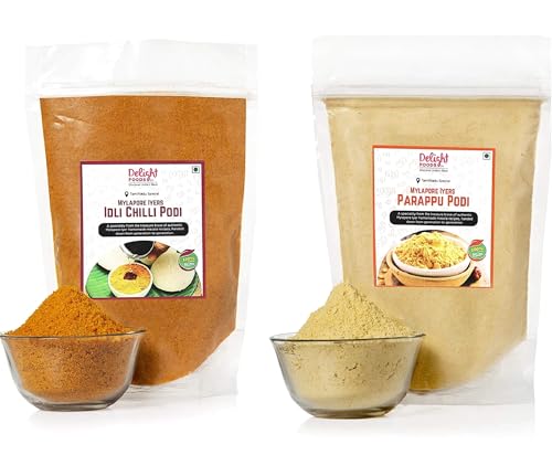 Image of Delight Foods Mylapore Iyer's (Idli Chilly Podi + Parappu Podi)700g - Ready Masalas | Mixed Spices | Tamil Nadu Special | NO PRESERVATIVES | Masala |