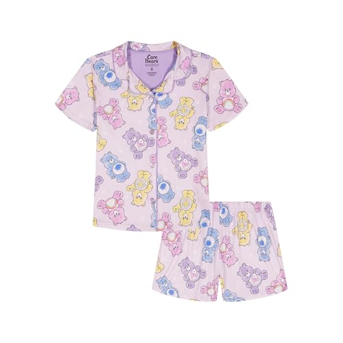 Care Bears Girls 2-Piece Loose-fit Button Down Matching Pajama Set Soft & Cute for Kids CARE BEAR STARS 10