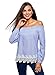 Produktbild oodji Ultra Damen Baumwoll-Bluse mit Spitzenbesatz, Blau, DE 42 / EU 44 / XL