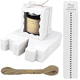 YankMooM 30 Pack White Kraft Gift Boxes,8.5 x 8.5 x 10cm Small Candy Boxes with Window Wedding Favour Boxes Party Treat Gift Boxes for Parties Birthdays Weddings Holidays - Image 1