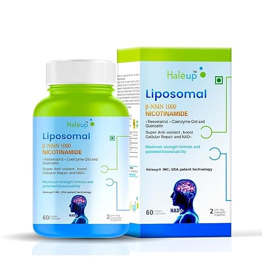 Haleup Liposomal NMN 1000 mg 3-in-1 Formula, Enriched with Resveratrol, Quercetin and CoQ10 |99.9% Pure |Healthy Ageing|Cellular Repair|Boost NAD+| Energy Levels| Skin Health (Pack of 4)