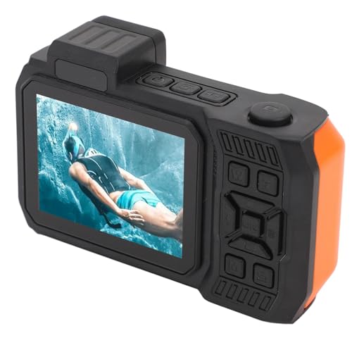 4K Underwater Camera 11FT Camera 48MP Autofocus Dual Screen Selfie Underwater Camera for Snorkeling Compact Digital Camera (Orange)