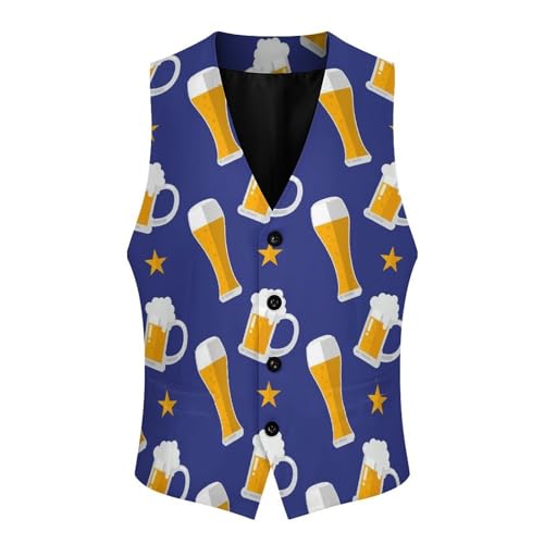 Glass And Beer Men's Suit Vest Slim Fit V-Ncek Waistcoat Business Casual Vest4