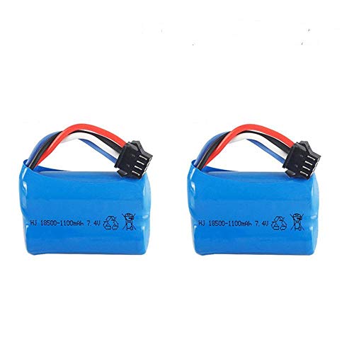 Styleart 2pcs 7.4v 1100mah 18500 Lipo BateríA, para UDI 001 Lancha RáPida RC con Enchufe Sm-4p