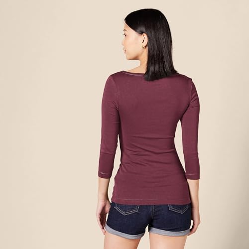 Image of Amazon Essentials Women's Slim-Fit 3 /4 Sleeve Boat Neck Cotton Modal Micro Rib T-Shirt