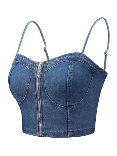 Bustier court en jean femme ajustable pour vos sorties d'été et soirées en ville
