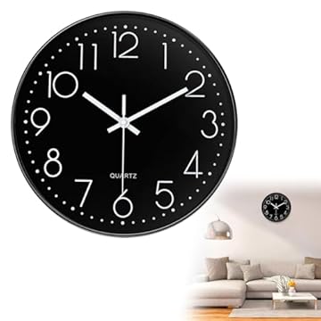 TMRBBesty Orologio da Parete Silenzioso,Orologio da Parete Circolare,orologio da Parete Argento Nero Silenzioso,Movimento al Quarzo,Senza batteria,20cm