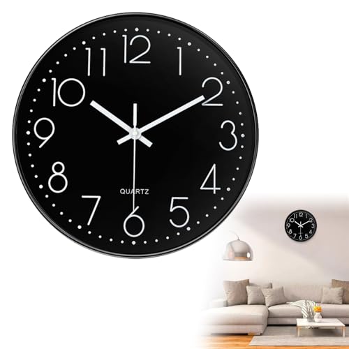 Immagine prodotto: TMRBBesty Orologio da Parete Silenzioso,Orologio da Parete Circolare,orologio da Parete Argento Nero Silenzioso,Movimento al Quarzo,Senza batteria,20cm