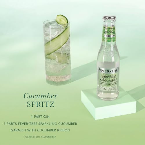 Image of Fever-Tree Sparkling Cucumber - Premium Low Calorie Mixer for Cocktails and Mocktails, 6.8 fl oz Bottles, Pack of 4 - Naturally Sourced, Non-GMO