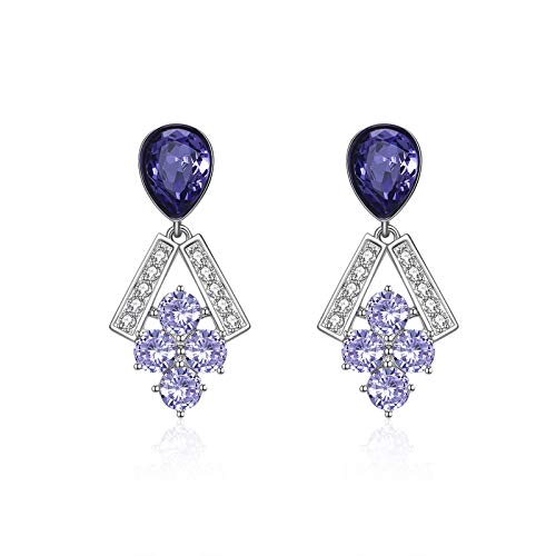 Pendientes de plata para niña ideales para diario con su diseño morado de campana
