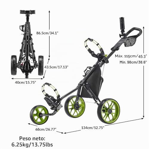 Miniatura 2 de Caddytek Caddylite 11.5 V3 Carrito De Empuje De Golf, Unisex-Adulto, Verde Lima, Talla Única