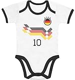 Shirtgeil Deutschland Fußball EM WM Trikot Kinder Wunschname Nummer Baby Body Kurzarm-Body 3-6 Monate black/white