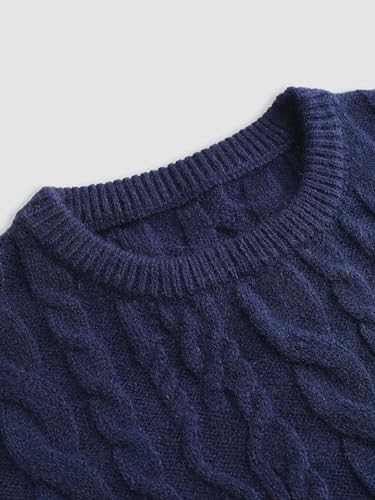 CIDER Cable Knit Round Neckline Long Sleeve Sweater2