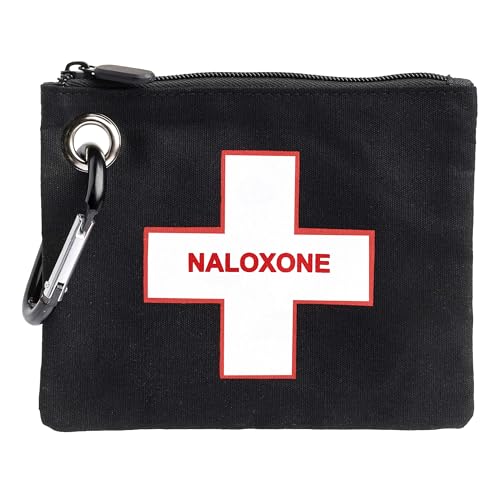 Image of Naloxone Overdose Kit Bag - Compact Canvas Pouch for Naloxone Nasal Spray & Opioid Emergency Response - Holds 2 Naloxone Sprays & Accessories - Naloxone Not Included (Black, 1) (Pack of 3)