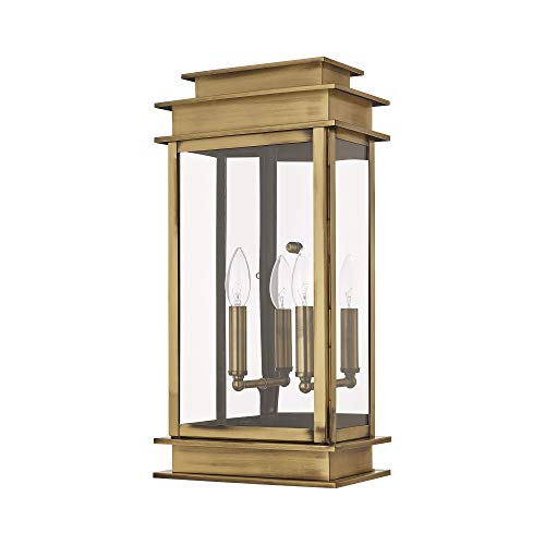 Livex Lighting 2018-01 Princeton 2 Light Ab Outdoor Wall Lantern, Antique Brass #TOP1